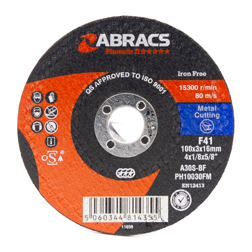 Phoenix II Flat Metal Cutting Disc (100 x 3 x 16mm)