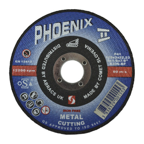 Phoenix II Flat Metal Cutting Disc (125 x 3 x 22mm)