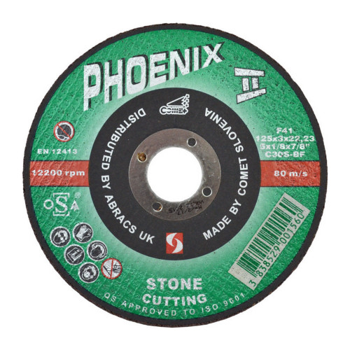 Phoenix II Flat Masonry Cutting Disc (125 x 3 x 16mm)