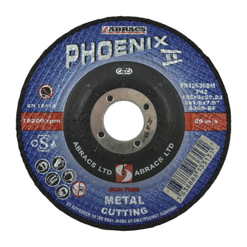 Phoenix II Depressed Centre Metal Cutting Disc (125 x 3 x 22mm)