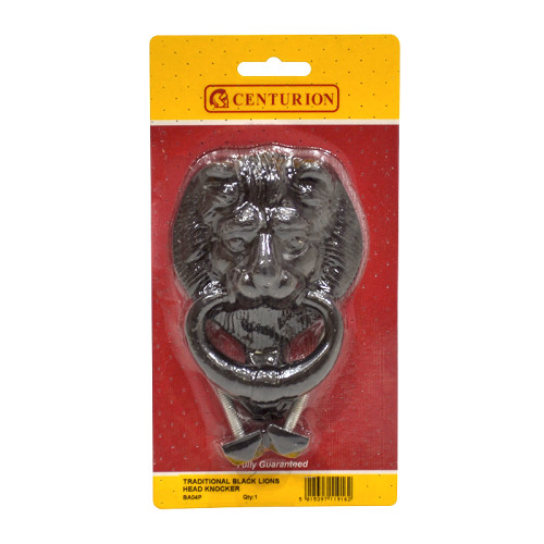 Lions Head Door Knocker, Black, 125mm