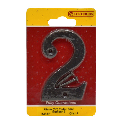 No.2 Door Numerals, Black, 75mm