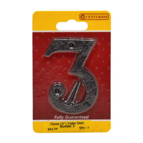 No.3 Door Numerals, Black, 75mm