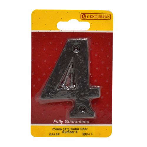 No.4 Door Numerals, Black, 75mm