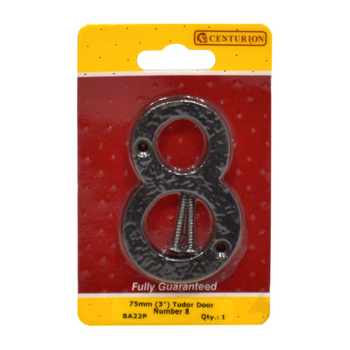 No.8 Door Numerals, Black, 75mm