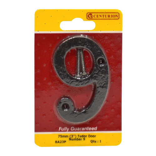 No.9 Door Numerals, Black, 75mm
