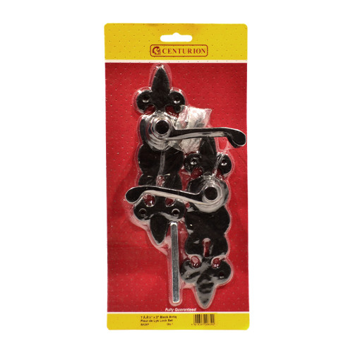 Fleur De Lys Lock Set, Black, 190mm x 50mm