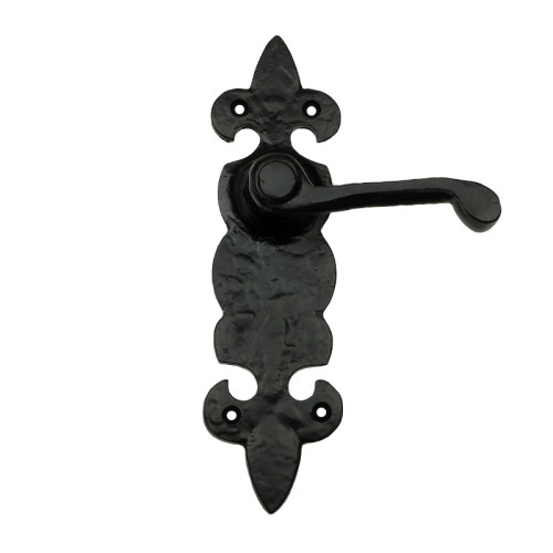 Fleur De Lys Latch Set, Black, 190mm x 50mm