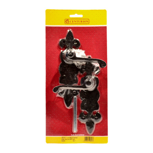 Fleur De Lys Latch Set, Black, 190mm x 50mm