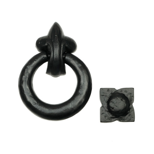 Fleur De Lys Ring Door Knocker, Black, 125mm