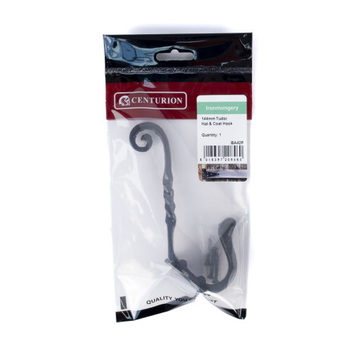 Hat & Coat Hook, Black, 145mm