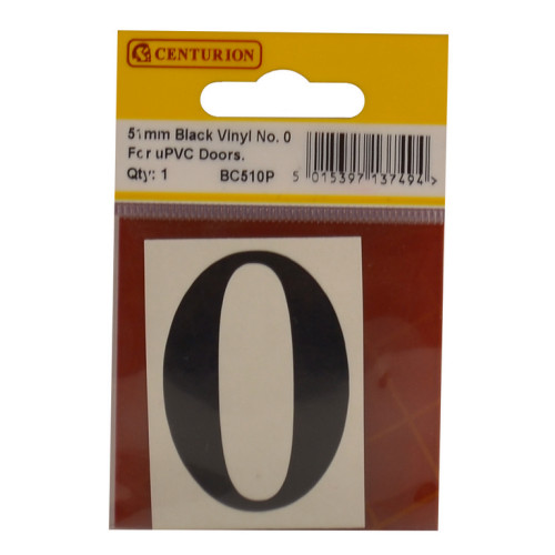 51mm Black Traditional Font Vinyl Number 0 BC510P