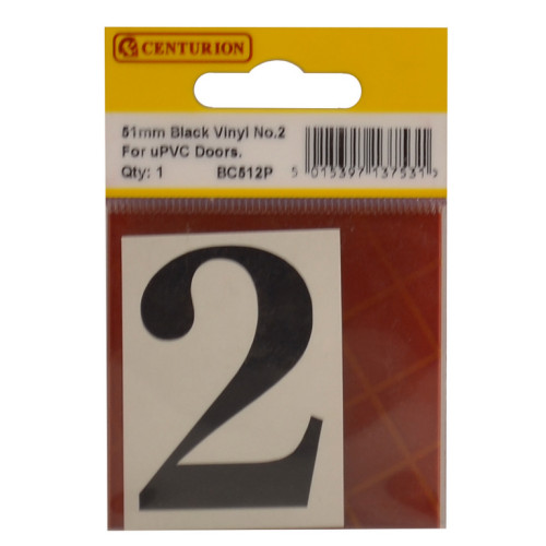 51mm Black Traditional Font Vinyl Number 2 BC512P