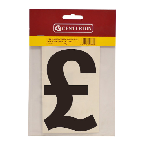 150mm Black Self Adhesive Vinyl Letter Â£ (Pack of 5)