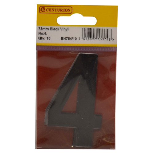 75mm Black Bold Condensed Vinyl Number 4 BH754/10