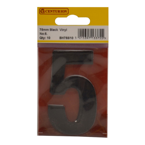 75mm Black Bold Condensed Vinyl Number 5 BH755/10