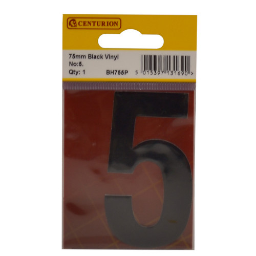 75mm Black Bold Condensed Vinyl Number 5 BH755P