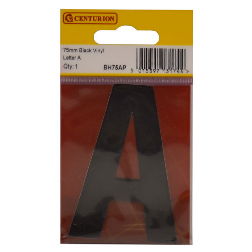 75mm Black Bold Condensed Vinyl Letter A BH75AP