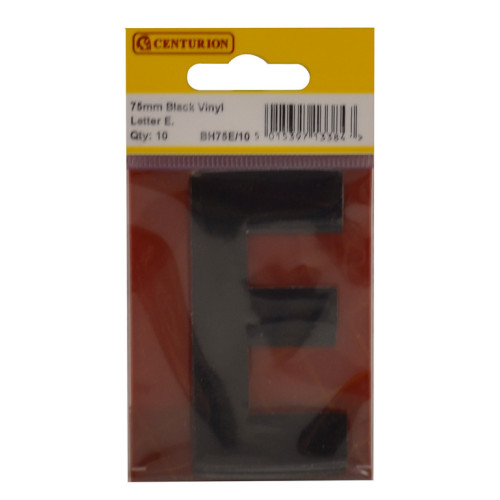 75mm Black Bold Condensed Vinyl Letter E BH75E/10