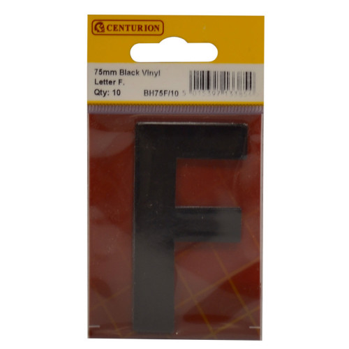 75mm Black Bold Condensed Vinyl Letter F BH75F/10