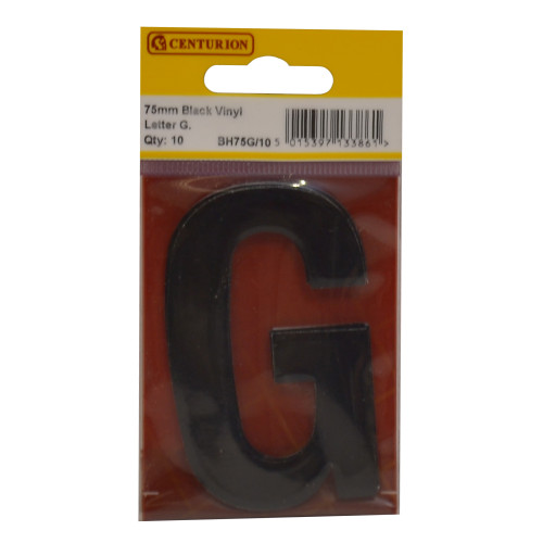 75mm Black Bold Condensed Vinyl Letter G BH75G/10