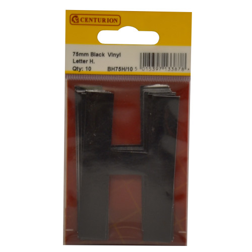 75mm Black Bold Condensed Vinyl Letter H BH75H/10