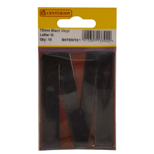 75mm Black Bold Condensed Vinyl Letter M BH75M/10