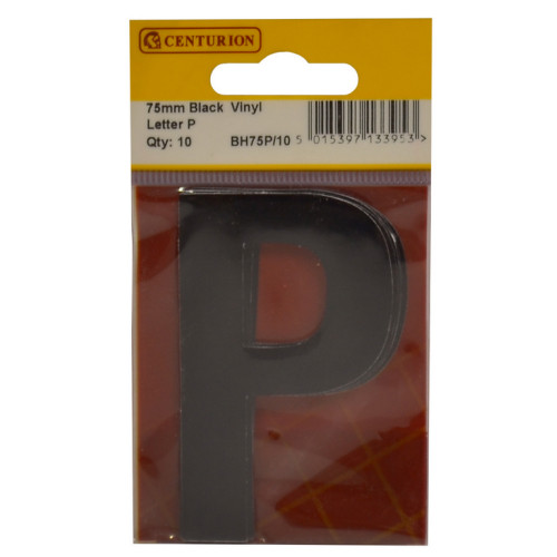 75mm Black Bold Condensed Vinyl Letter P BH75P/10