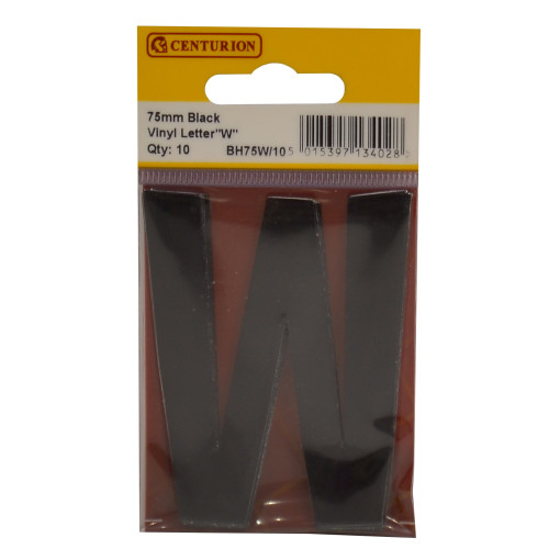 75mm Black Bold Condensed Vinyl Letter W BH75W/10