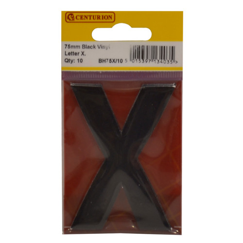 75mm Black Bold Condensed Vinyl Letter X BH75X/10