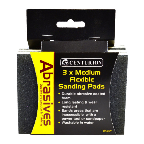 Abrasives Double Sided Sanding Pads, Medium 115 x 140 x 5mm (Pack of 3)