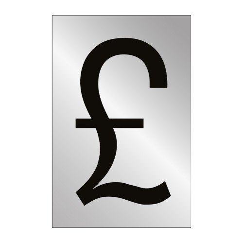 Character 'Â£' - Polished Chrome Effect - 50mm