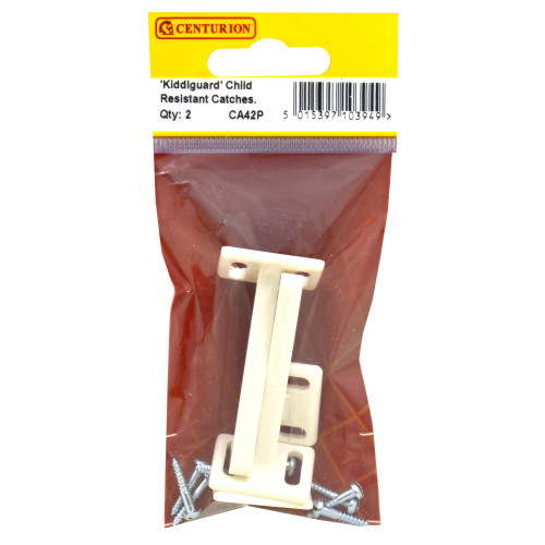 60mm White Plastic Kiddiguard Catch (Pack of 2)