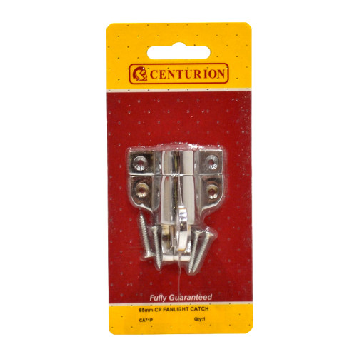 Solid Brass Fanlight Catch, Chrome Plated, 65mm