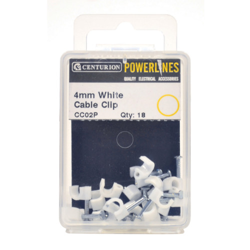 White Cable Clips 4mm