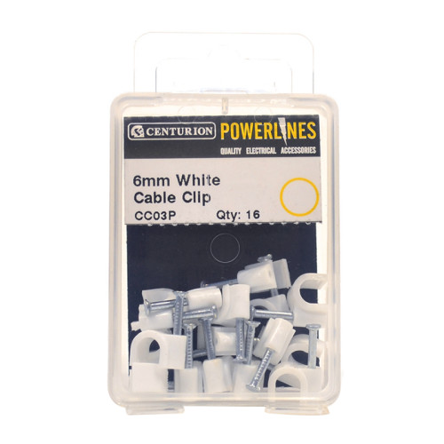 White Cable Clips 6mm