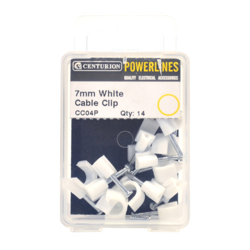 7mm White Cable Clips (Pack of 14)-CC04P