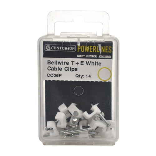 White Bellwire T+E Cable Clips