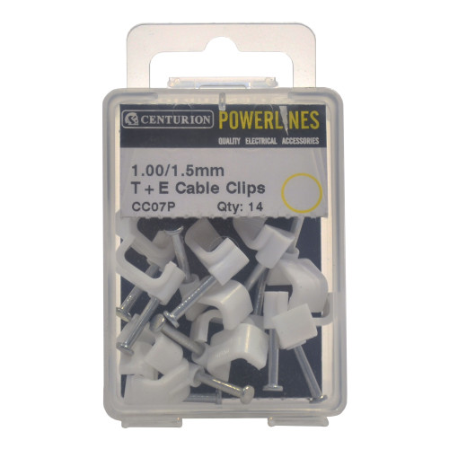 White T+E Cable Clips 1.00/1.5mm