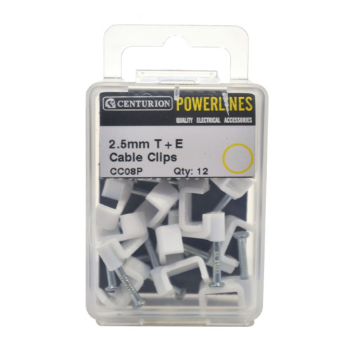 White T+E Cable Clips 2.5mm