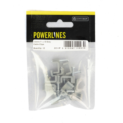 2.5mm T+E Grey Cable Clips (Pack of 12)-CC11P