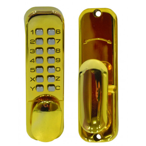 Easy Change Push Button Digital Lock, Brassed, 172mm x 41mm