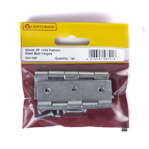 65mm ZP Steel Butt Hinge (1 pair)