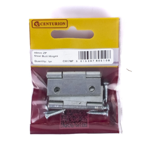Steel Butt Hinges, Zinc Plated, 40mm