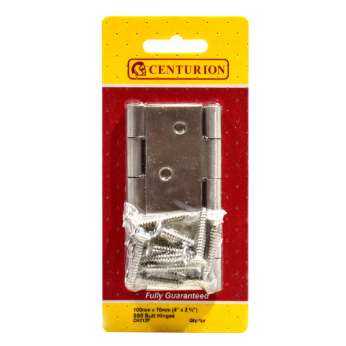 Butt Hinges, Satin Stainless Steel, 102mm x 67mm