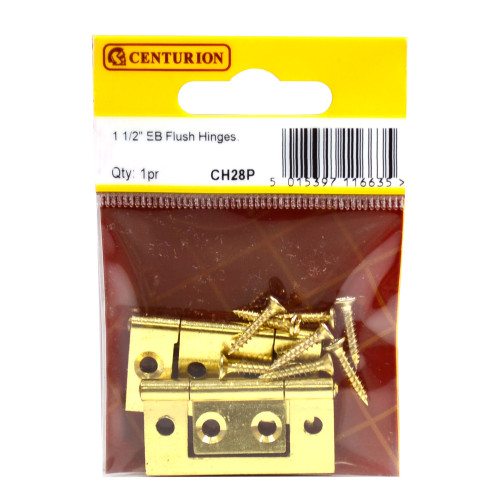 Steel Flush Hinges, Electro Brassed, 40mm, packed