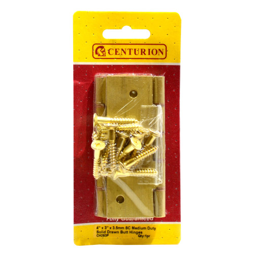 Heavy Brass Butt Hinges, Self Colour, 102mm x 76mm