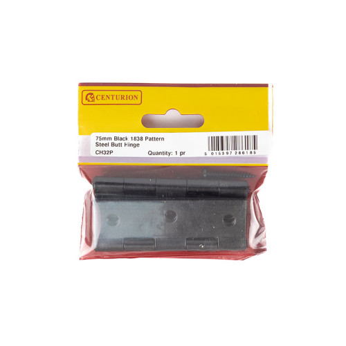 Steel Butt Hinges, Black, 75mm