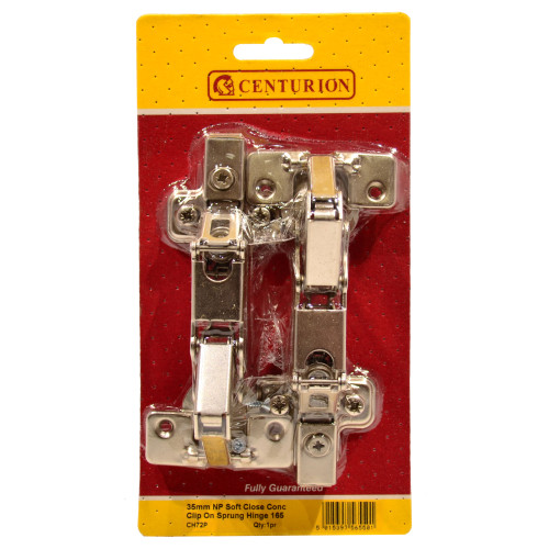 Soft Close Clip On Sprung Concealed Hinges 165Â°, Nickel Plated, 35mm