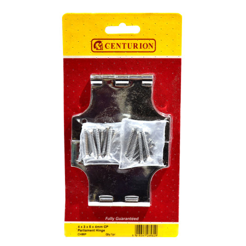 Solid Brass Parliament Hinges, Chrome Plated, 102mm x 76mm x 127mm